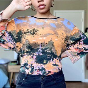 VINTAGE ALL OVER PRINT GRAPHIC TOP